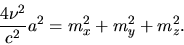 \begin{displaymath}
\frac{4 \nu^{2}}{c^{2}} a^{2} = m_{x}^{2} + m_{y}^{2} + m_{z}^{2}.
\end{displaymath}