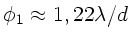 $\phi_{1} \approx 1,22 \lambda/d$