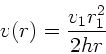 \begin{displaymath}
v(r) = \frac{v_{1} r_{1}^{2}}{2 h r}
\end{displaymath}
